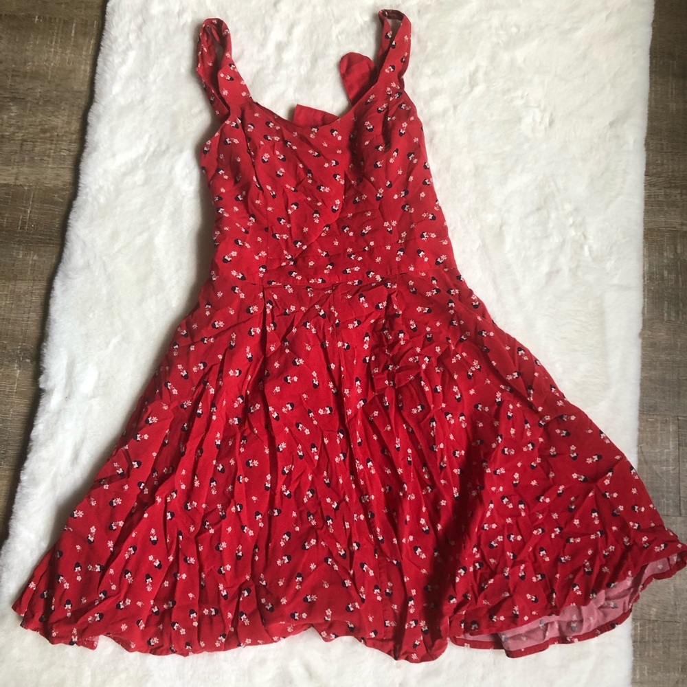 Minnie Mouse print dress with a-line skirt (red)